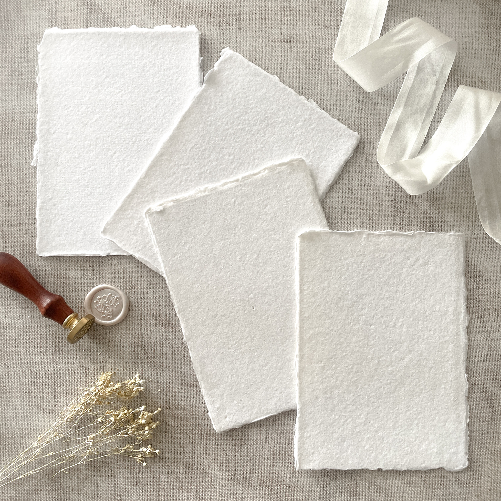 Premium Handmade Card | In White | Raw Edge