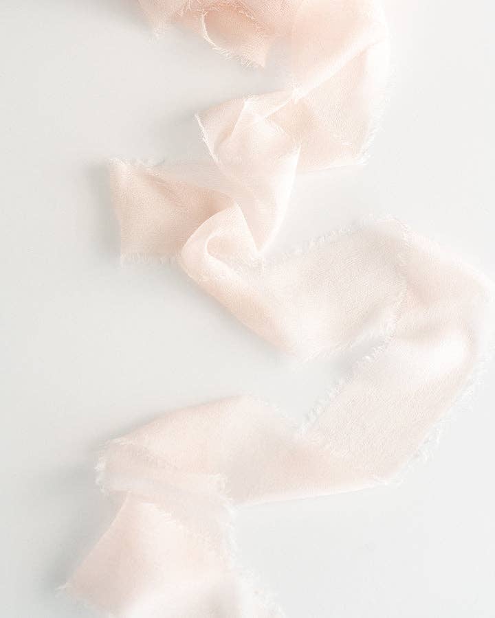 Silk Gossamer Ribbon | in Champagne | Raw Edge