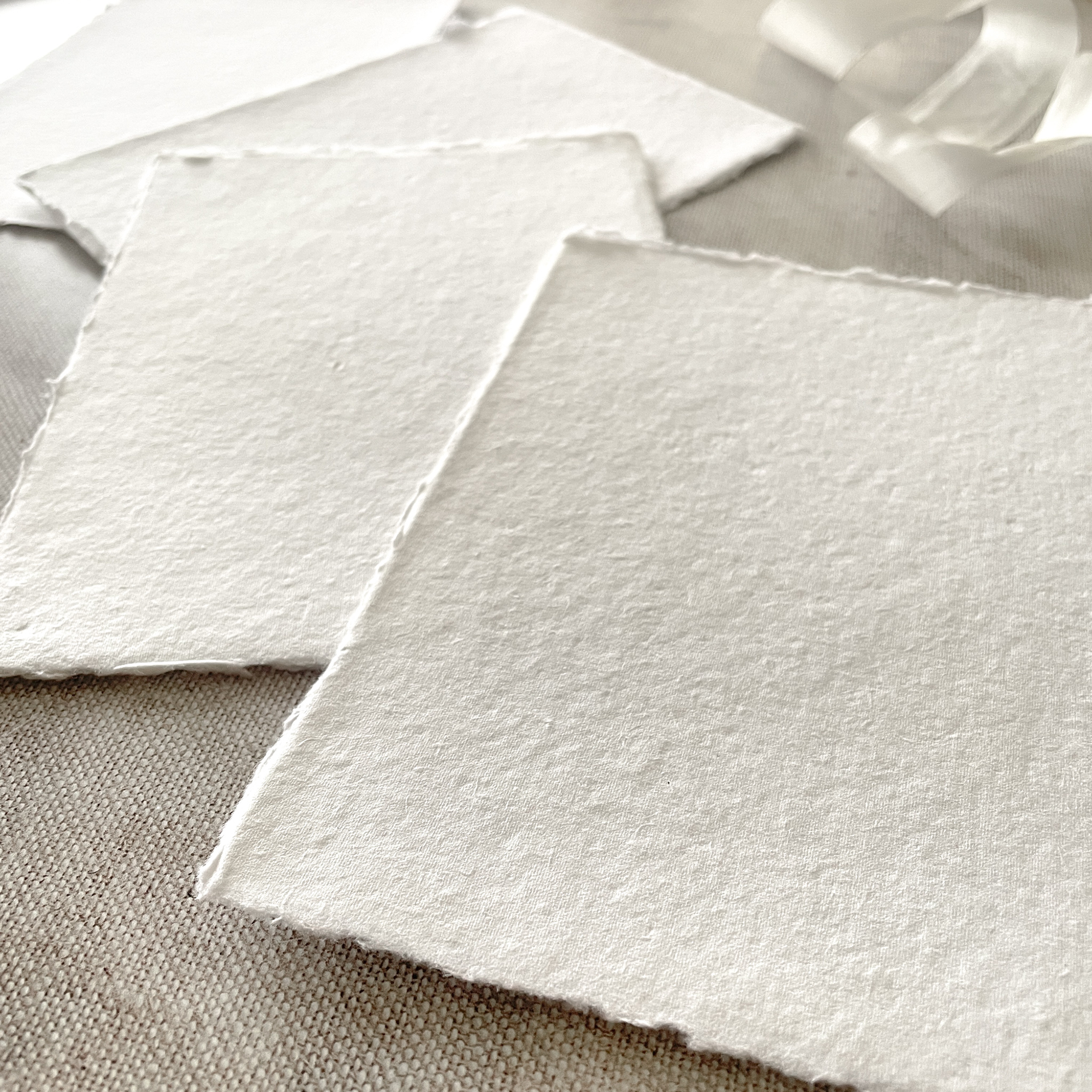 Premium Handmade Card | In White | Raw Edge