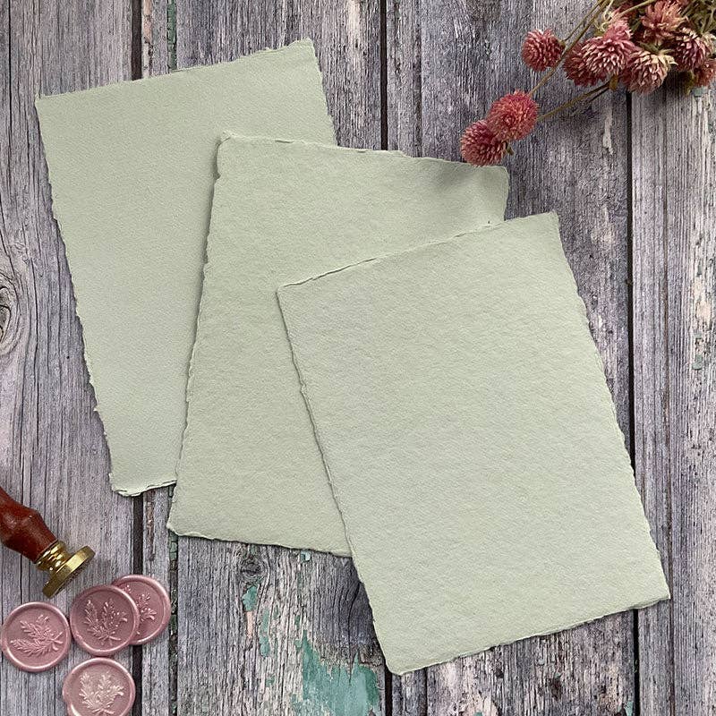 Handmade Card | in Light Green | Raw Edge