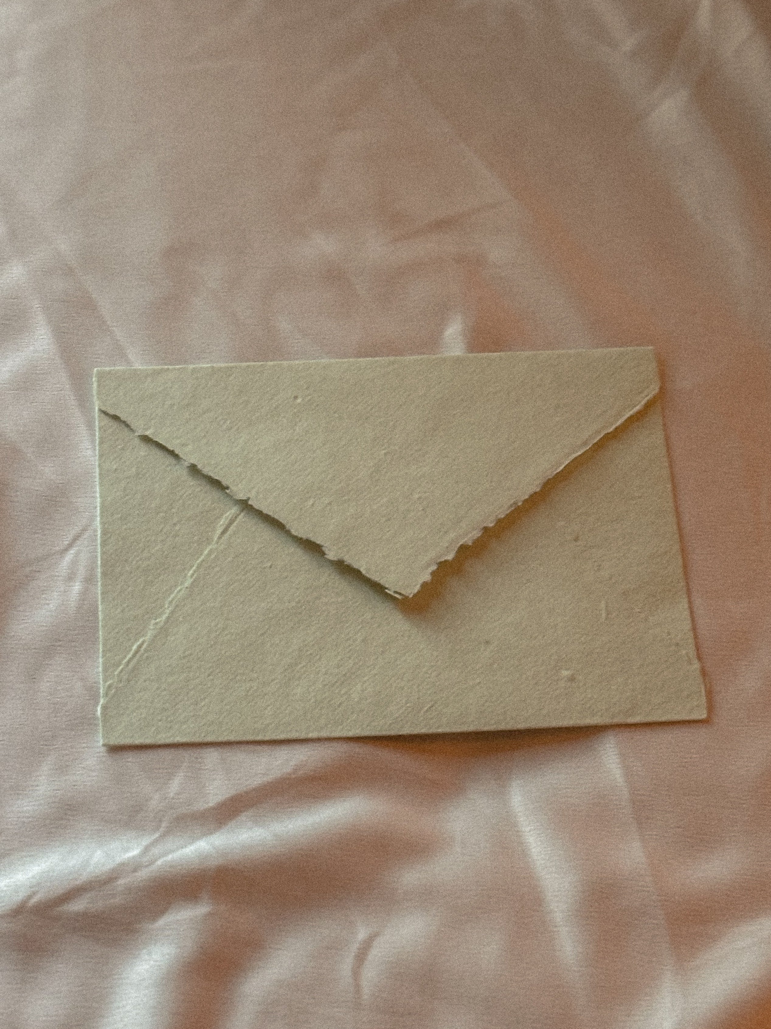 Handmade Paper Envelope | in Light Green | Raw Edge