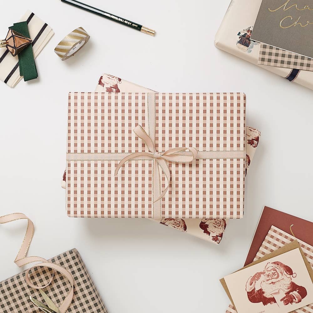 Rose Gingham Wrapping Paper | Set of 3