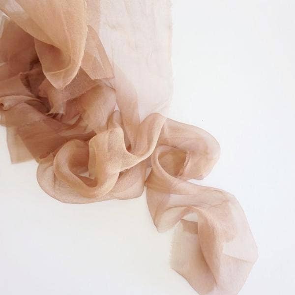 Silk Gossamer Ribbon | in Rose Gold | Raw Edge