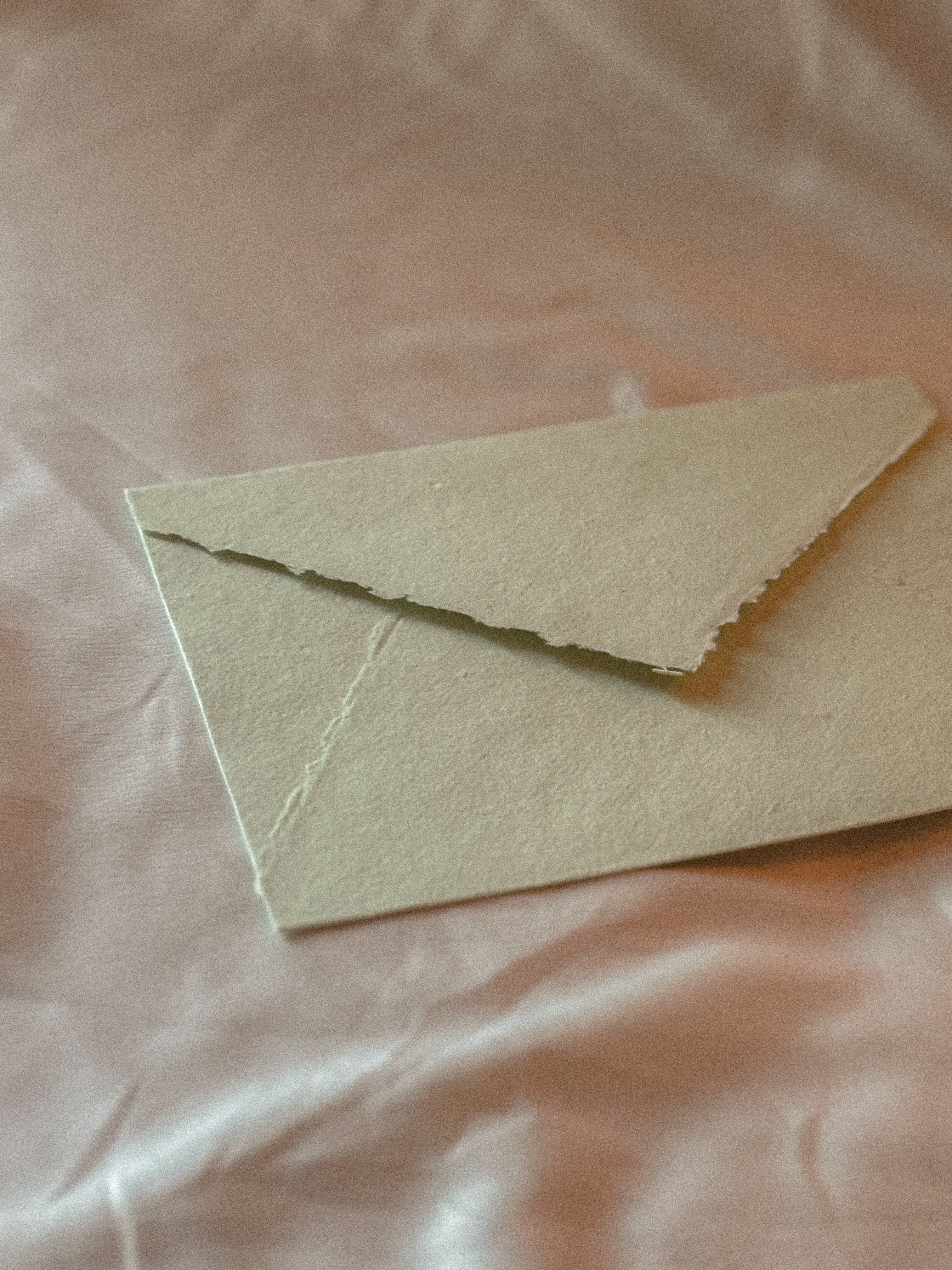 Handmade Paper Envelope | in Light Green | Raw Edge