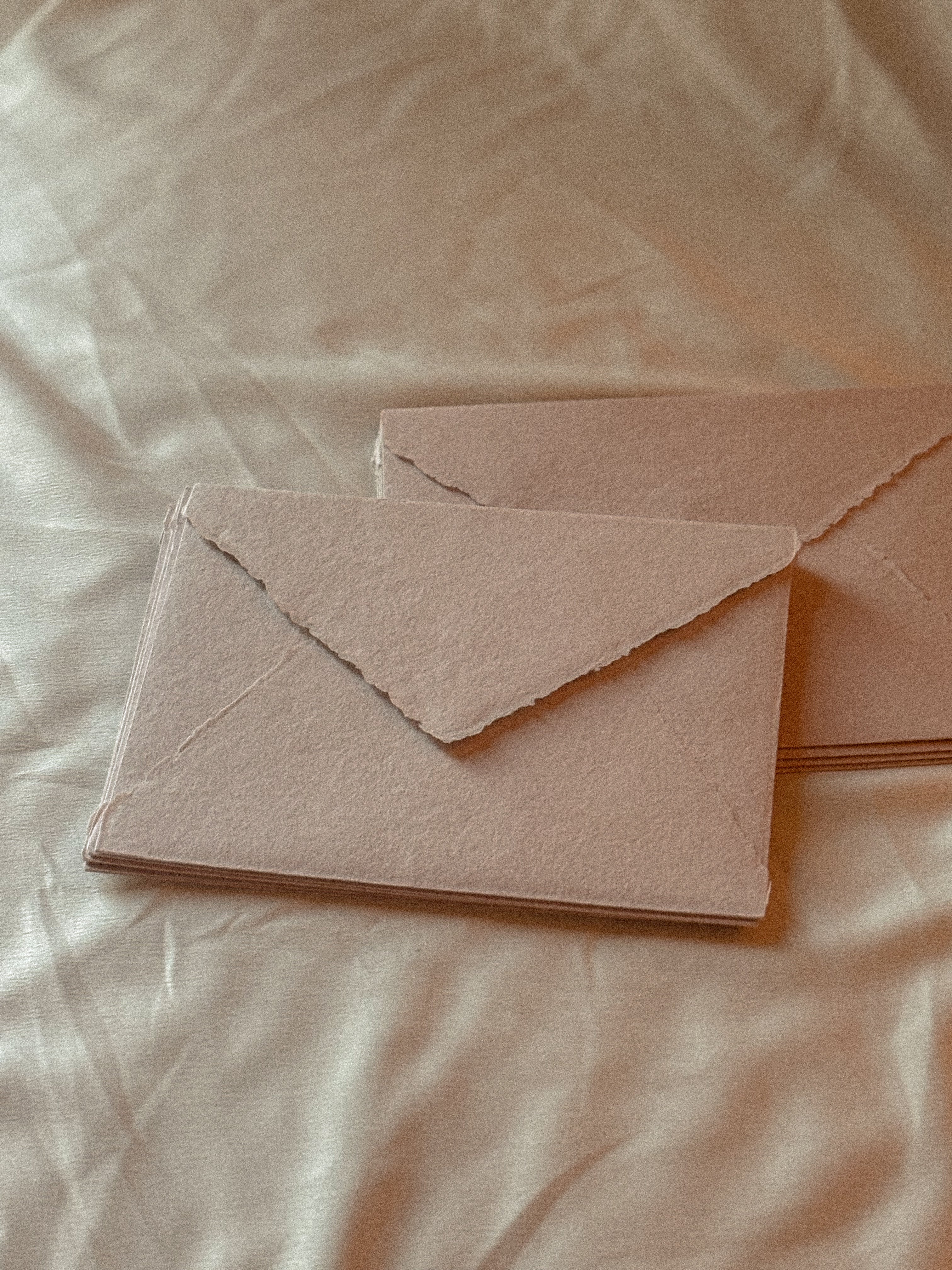 Handmade Paper Envelope | in Blush | Raw Edge