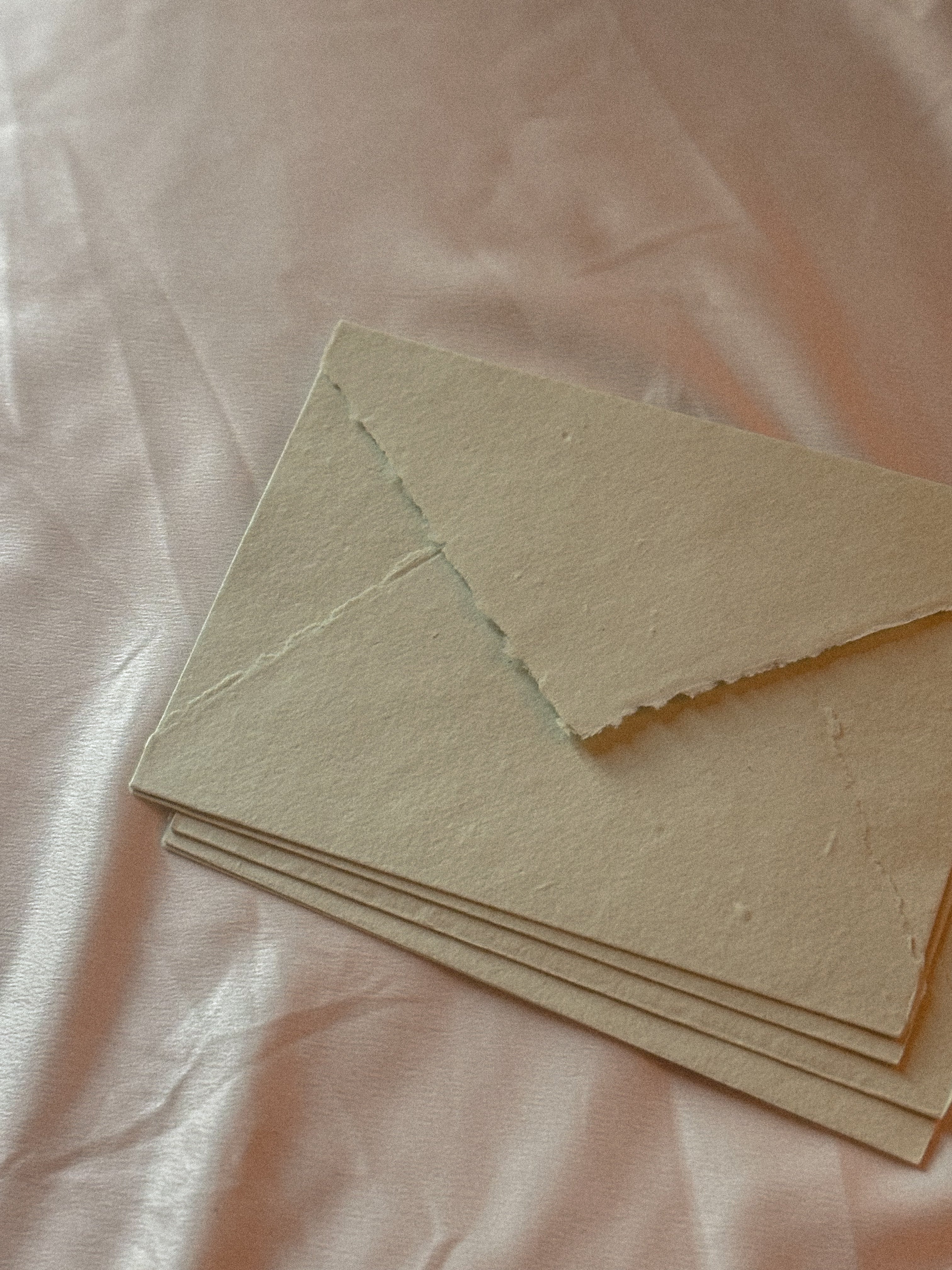 Handmade Paper Envelope | in Light Green | Raw Edge
