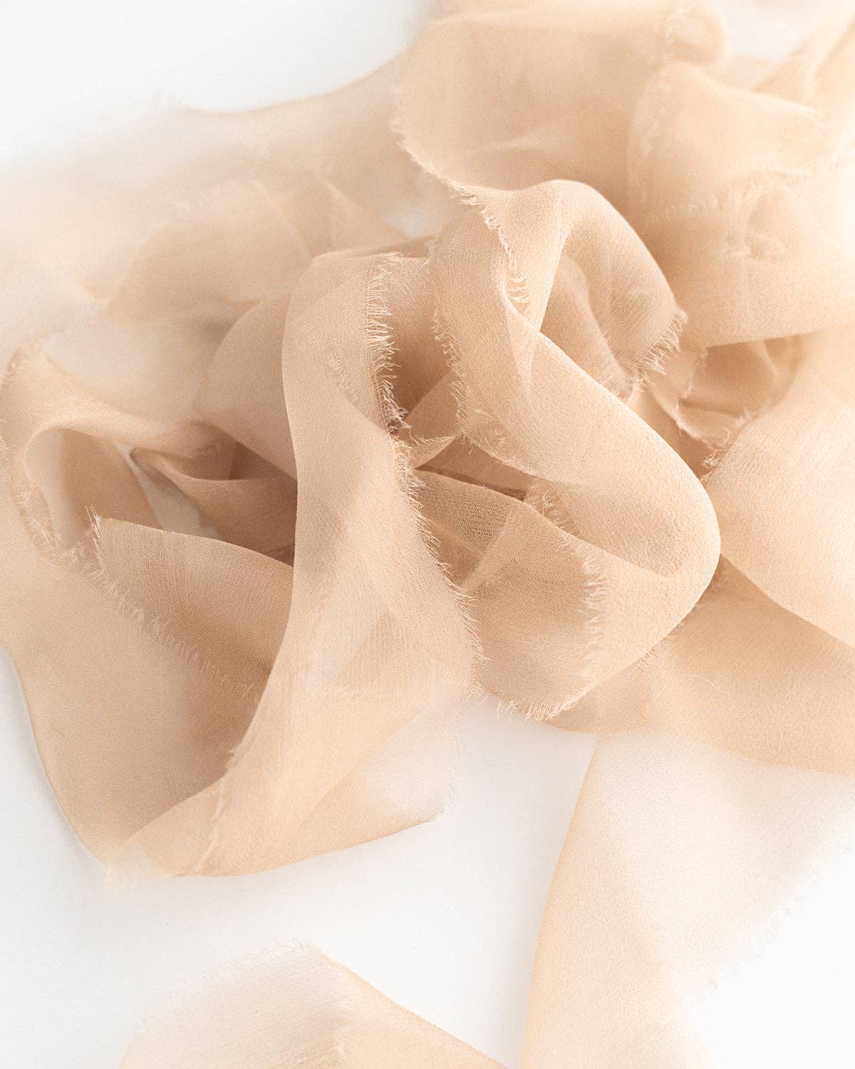Sand silk ribbon tan peach beige raw edge wedding stationery wrap tie cord bundle love