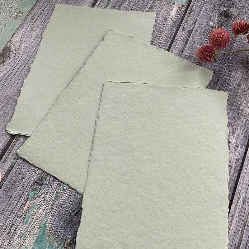 Handmade Card | in Light Green | Raw Edge