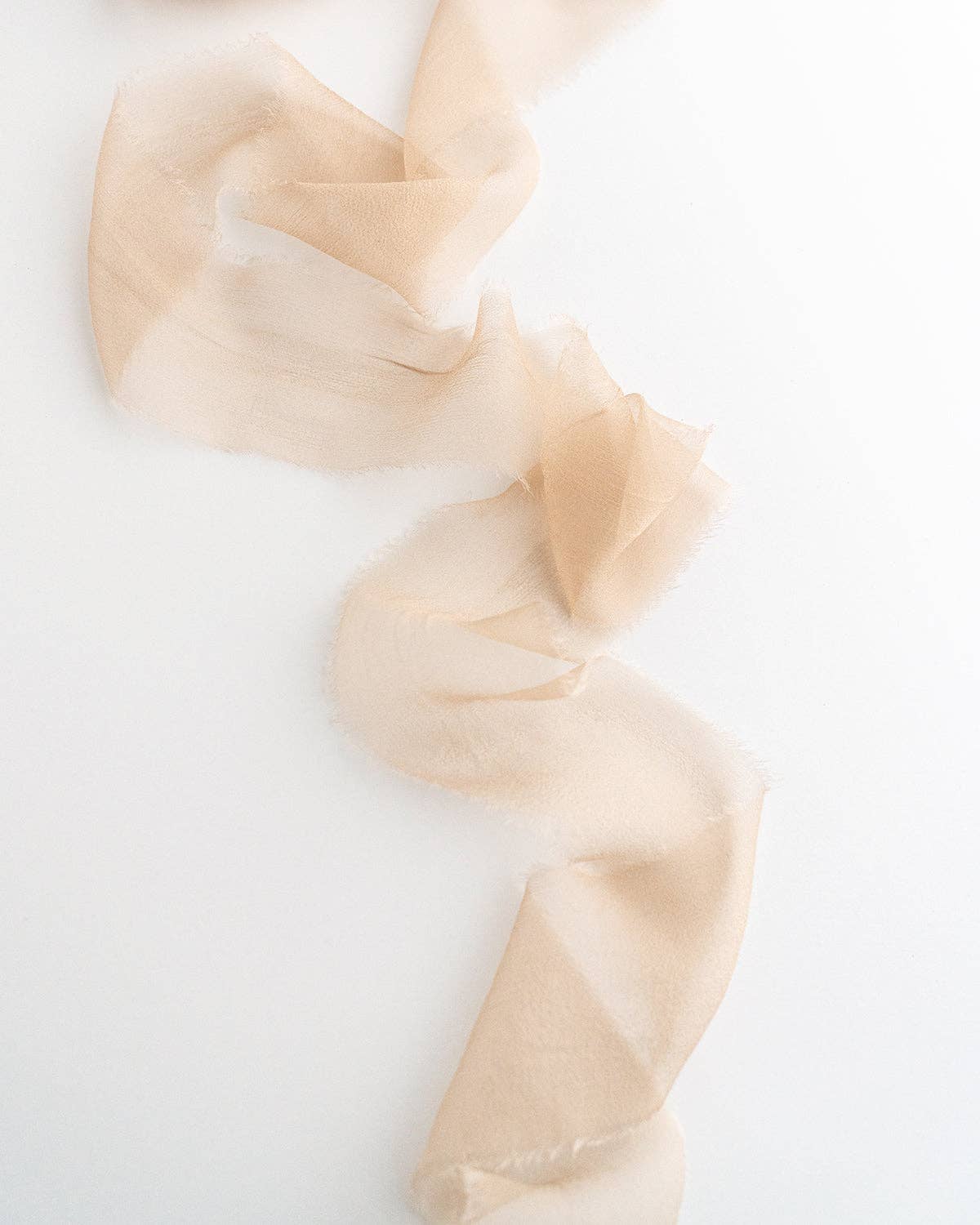 Silk Gossamer Ribbon | in Sand | Raw Edge