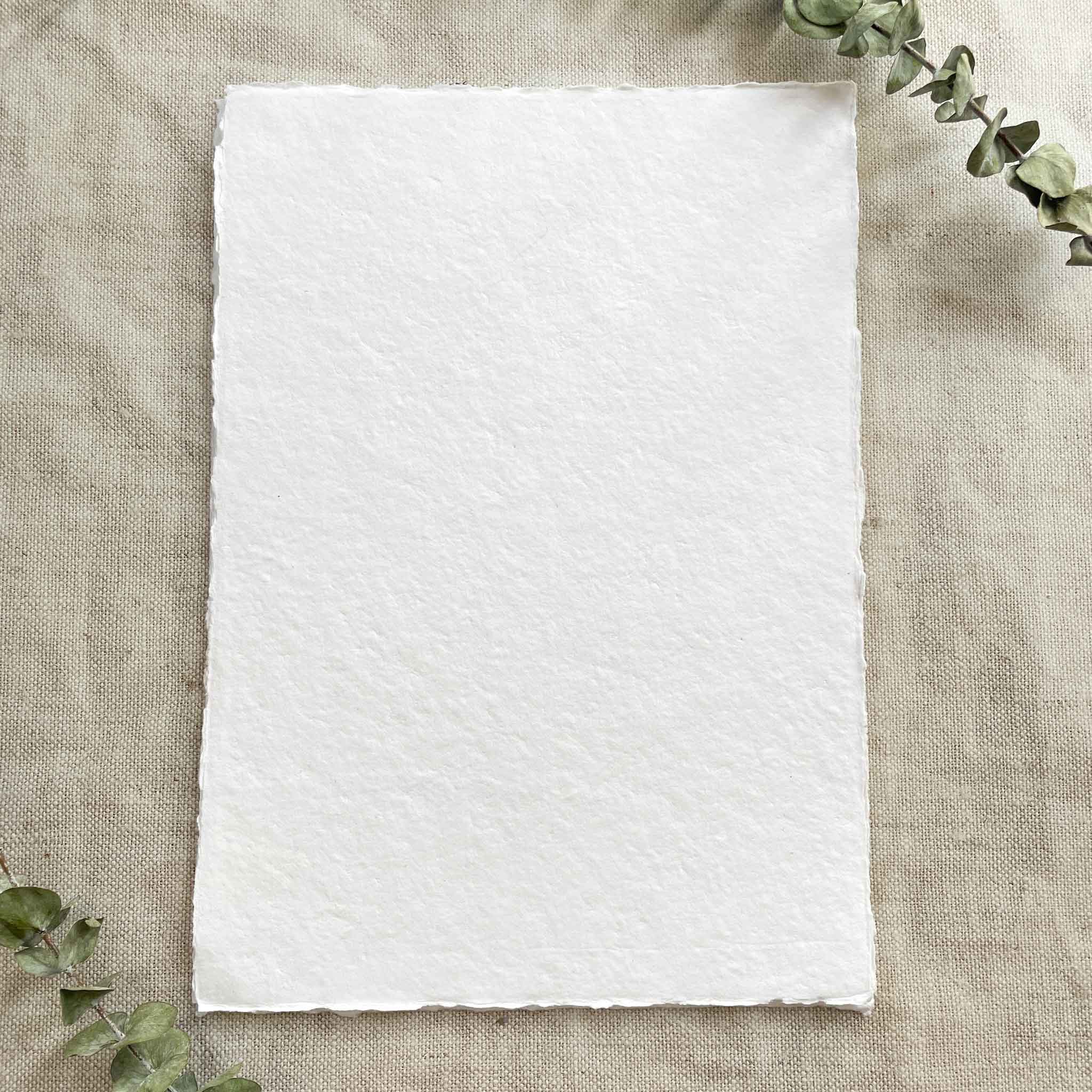 Premium Handmade Card | In White | Raw Edge