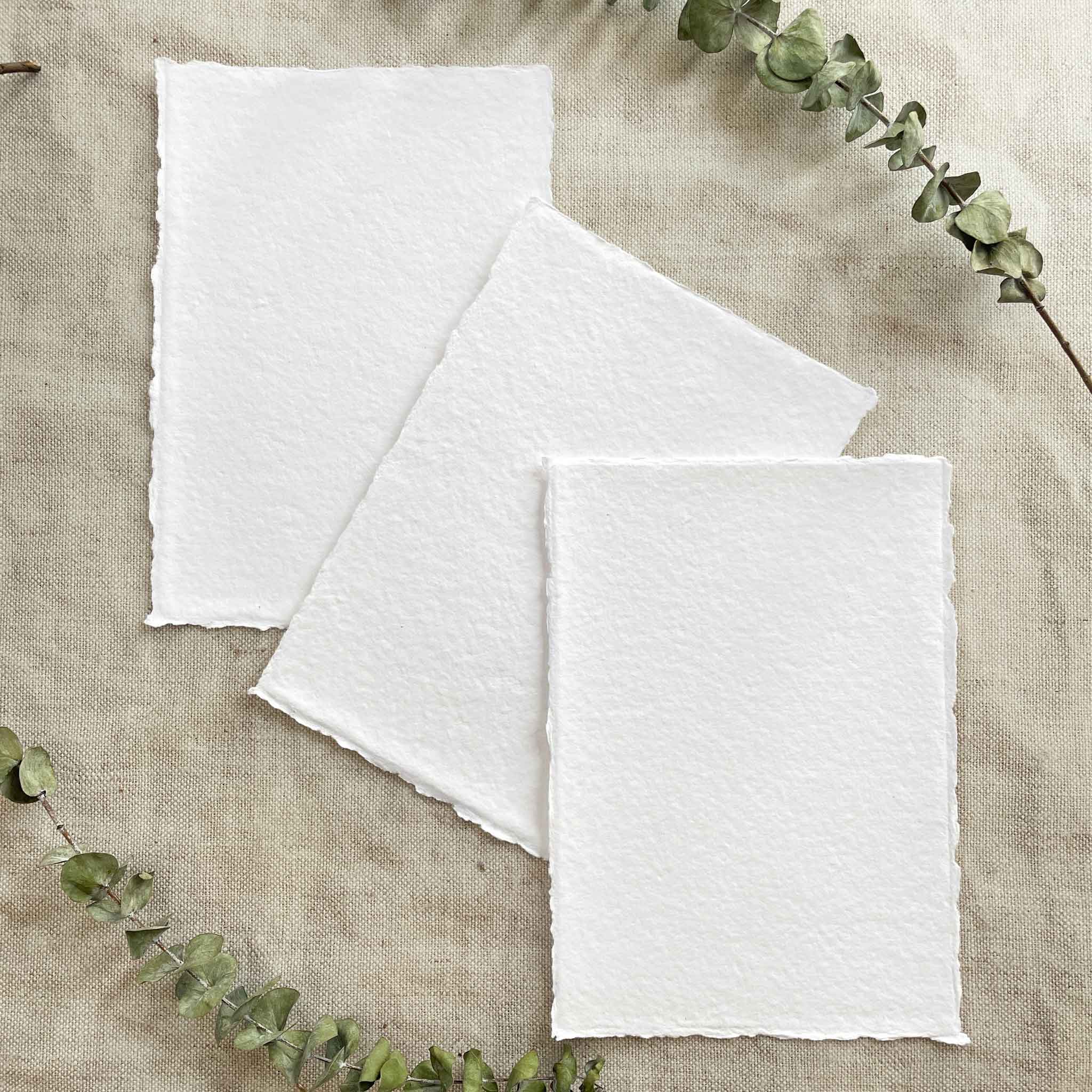 Premium Handmade Card | In White | Raw Edge